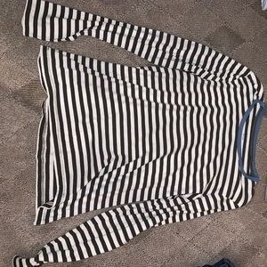 Madewell dark green striped long sleeve tee